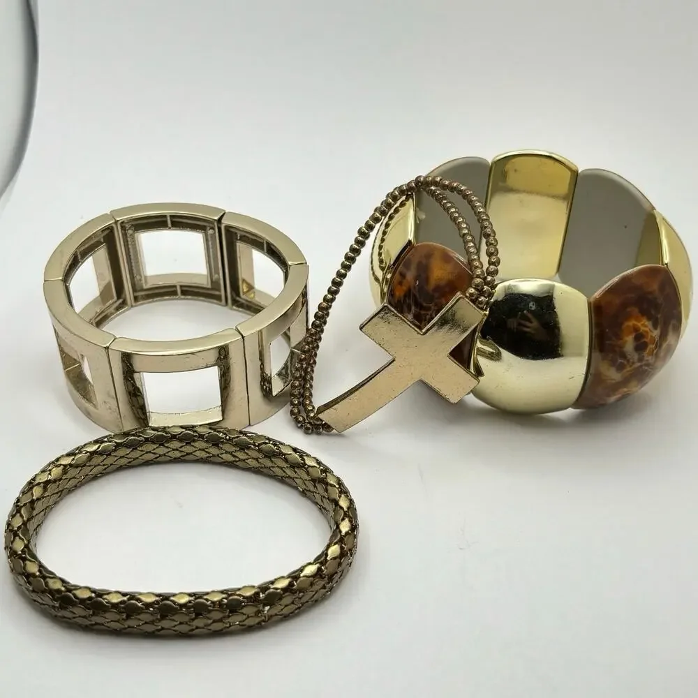 Gold & Brown Cross Bracelet Bundle
